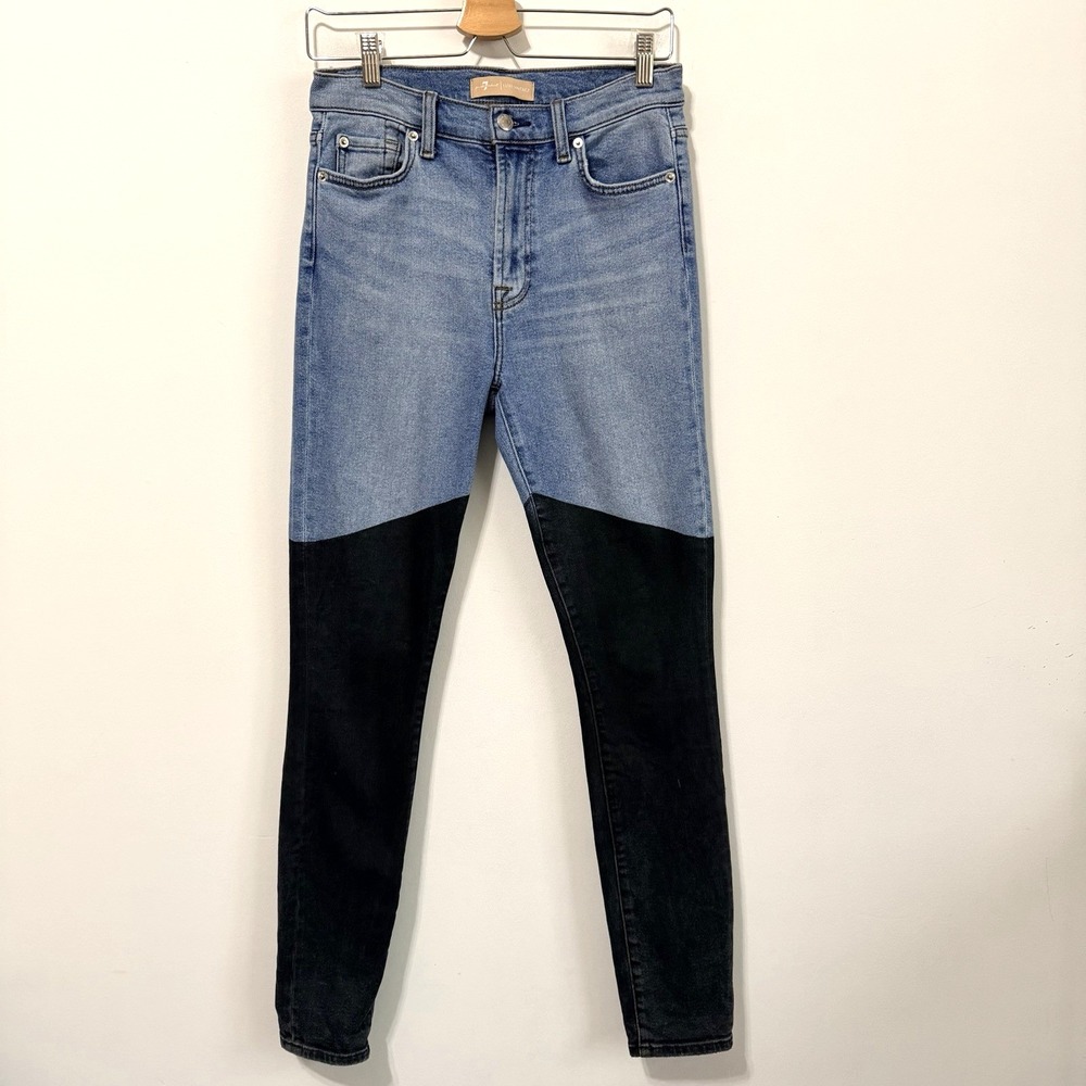 7FAMK Pieced Two Tone‎ Jeans 28 The High Waist Skinny Trendy Boho 28x29 Casual